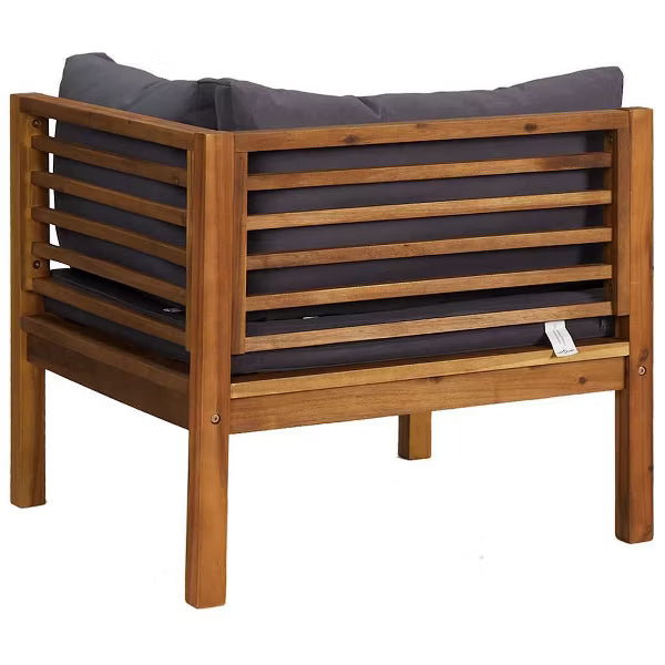 141500 - vidaXL Divan këndi (corner sofa) modular, gri i errët, dru akacie i fortë (medium)