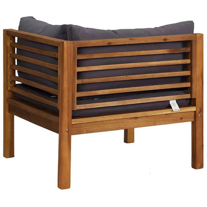 141500 - vidaXL Divan këndi (corner sofa) modular, gri i errët, dru akacie i fortë (medium)