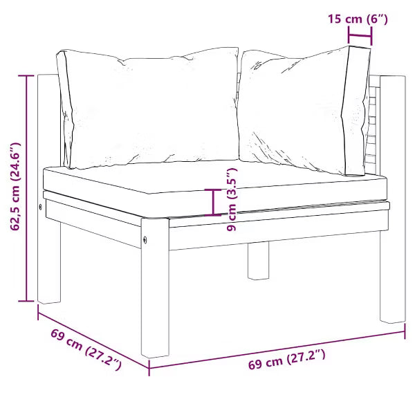 141500 - vidaXL Divan këndi (corner sofa) modular, gri i errët, dru akacie i fortë (medium)