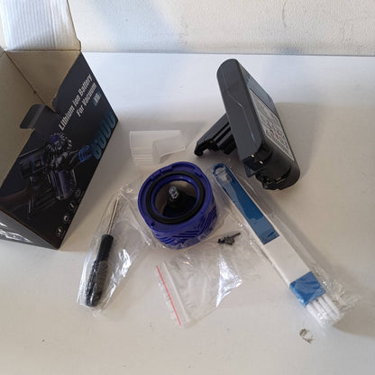 273268 - MORPILOT Bateri 8000mAh për Dyson V6 DC62 SV03 Animal Pro Fluffy Absolute Trigger SV09 SV05 SV06 SV07 DC59 DC61 DC58 DC72 DC74, me 2 parafiltra, 1 postfiltër dhe kaçavidë