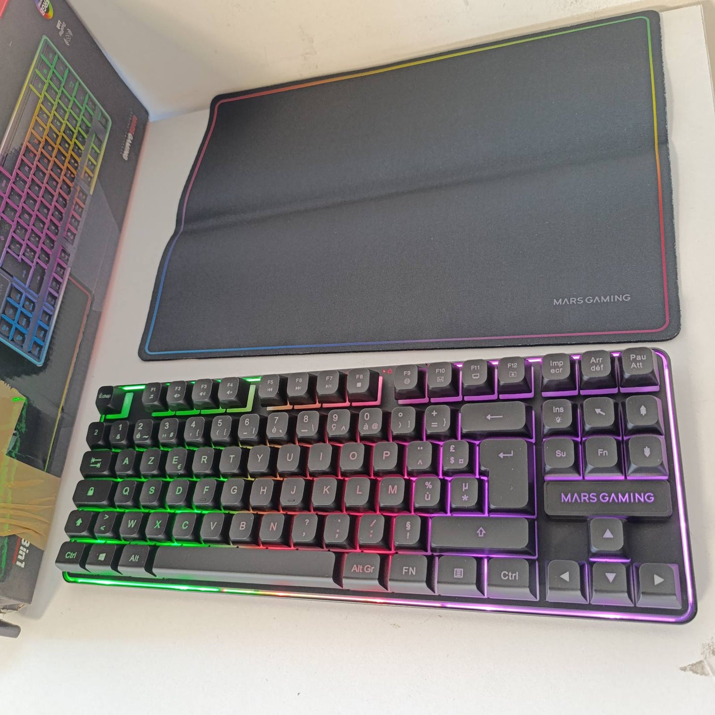 276639 - MARS GAMING MCPWTKL - Tastierë FRGB Rainbow TKL pa tel, Teknologji DualPro Link 2.4GPRO, Maus 3200DPI RGB me çelësa HUANO, Mauspad anti-rrëshqitës 360x260 mm, i zi
