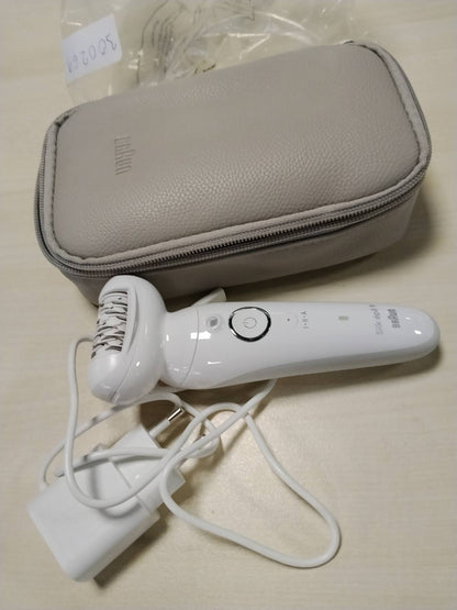 300261 - BRAUN Silk-épil 9, Epilator me Kokë Rrotulluese për Heqje të Lehtë të Qimeve, I papërshkueshëm nga uji, 9-011, I bardhë/Argjendtë