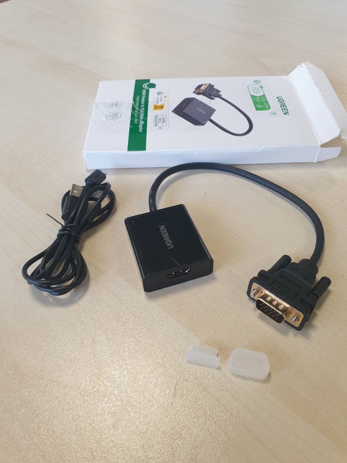296374 - UGREEN Përshtatës HDMI në VGA, 1080P, Monitor me Prizë Audio për Kufje 3.5 mm për TV, Projektor, PC, Laptop