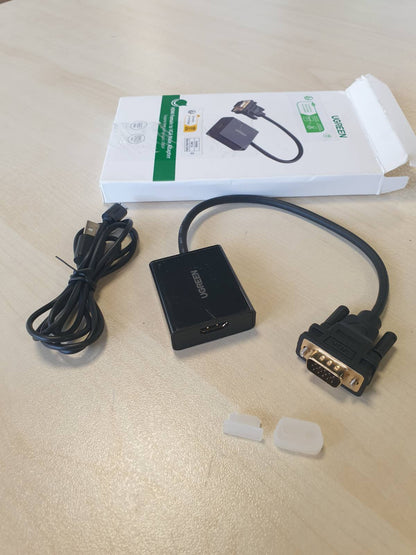 296374 - UGREEN Përshtatës HDMI në VGA, 1080P, Monitor me Prizë Audio për Kufje 3.5 mm për TV, Projektor, PC, Laptop