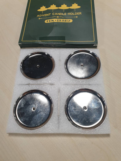 186469 - MBAJTËSE QIRINJSH KURORË ADVENTI, Argjendi Mbangtëse Qirinjsh Metalik 7.5cm, 4 Copë Set, Përshtatet për Pjatë Qirinjsh Krishtlindjesh