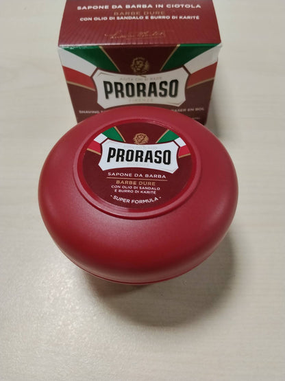 298875 - PRORASO - Sapun rroje me enë sapuni, 150 ml, ushqyes dhe hidratues për burra me dru sandali dhe gjalpë shea, i kuq