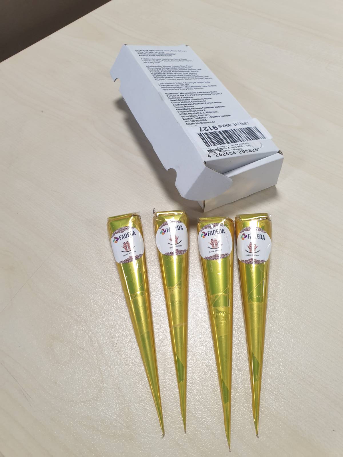 272242 - 4 KONE KËNA FADEDA | 4 x 25g Pastë Natyrale | E Zezë | 100% Perime | Vegan | Organik | Halal