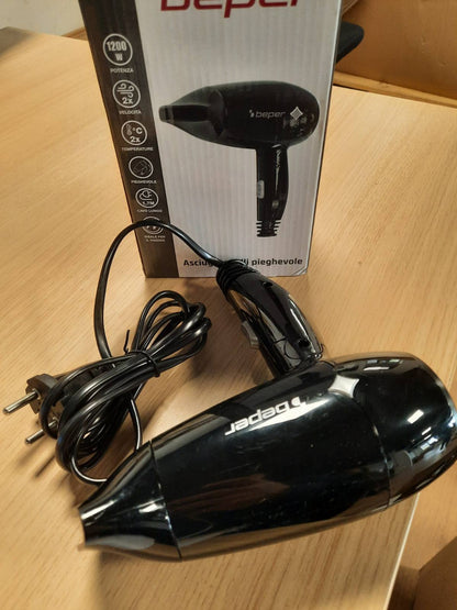 312072 - BEPER P301ASC100 THARËSE FLOKËSH PËR UDHËTIM, 1200W, E PALOSSHME, 3 TEMPERATURA, 2 SHPEJTËSI, E ZEZË