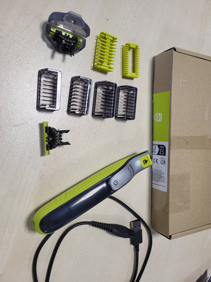 274977 - PHILIPS OneBlade QP2834/31, Makinë elektrike për prerjen e mjekrës 360 gradë, 3 tehe 360 gradë, 4 krehëra mjekre (1, 2, 3, 5 mm), për fytyrën dhe trupin