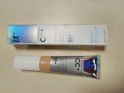 271382 - iT COSMETICS, Krem CC+ dhe Fondatinë Anti-Plakje, Mbulim i Lartë, I papërshkueshëm nga uji, Përfundim Natyral, Formulë me Peptide, Kolagjen dhe Vitamina, Nuanca: E Çelët Mesatare, 32 ml