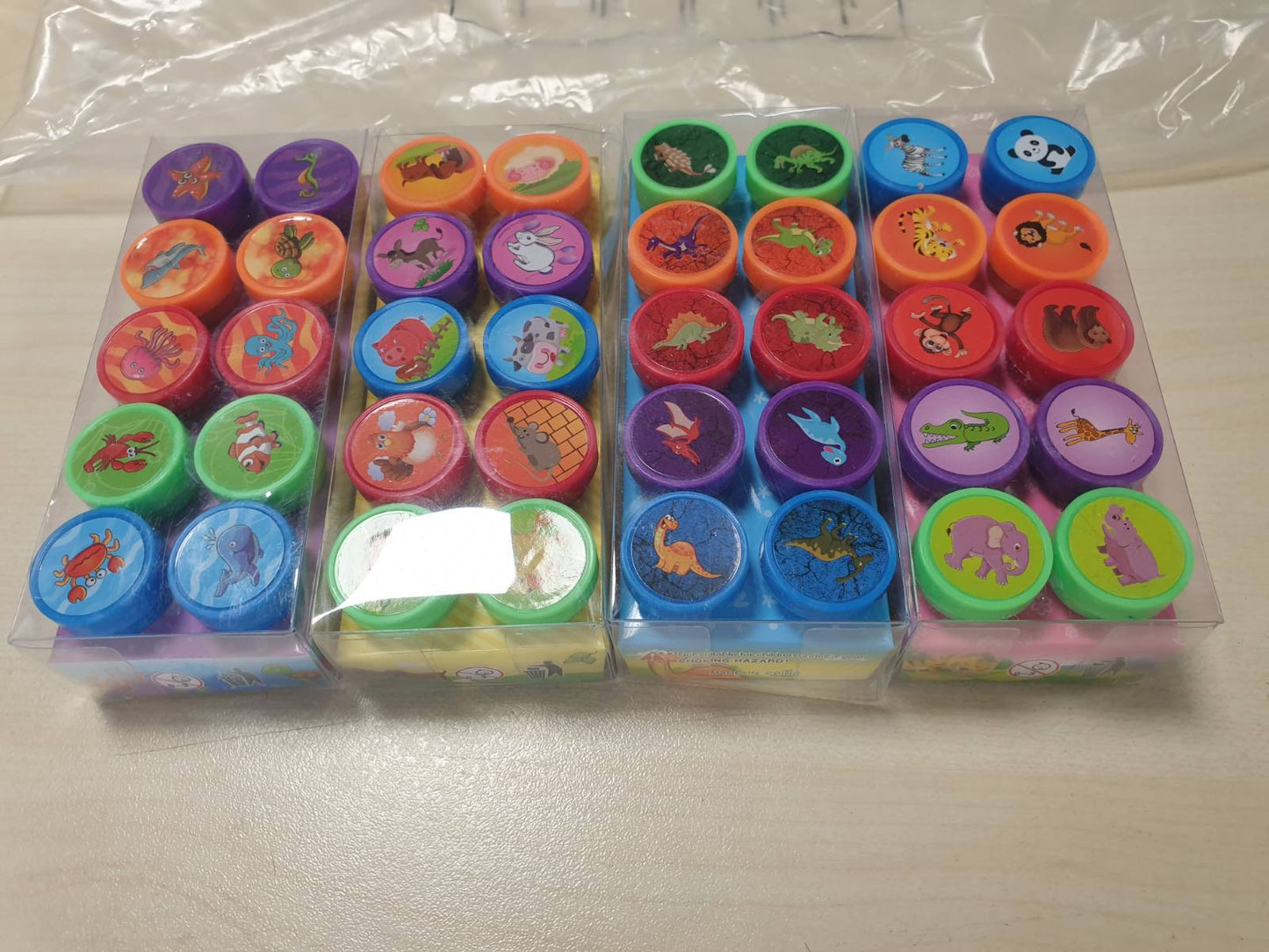 224816 - Diompirux Set vulash kafshësh me 40 pjesë, vulë vetë-lyerëse, plastike, për fëmijë, dhuratë feste, dhuratë ditëlindjeje