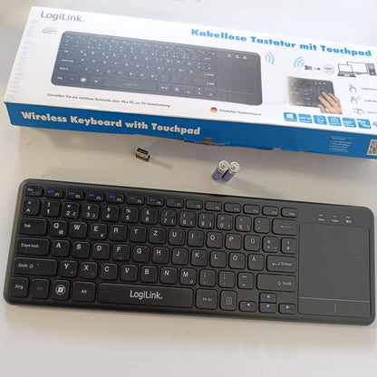296005 - LOGILINK ID0188 Tastierë pa tel me touchpad, 12 taste funksionesh, modalitet gjumi, për PC/Windows/MacOS/Smart TV/Android Box, e zezë