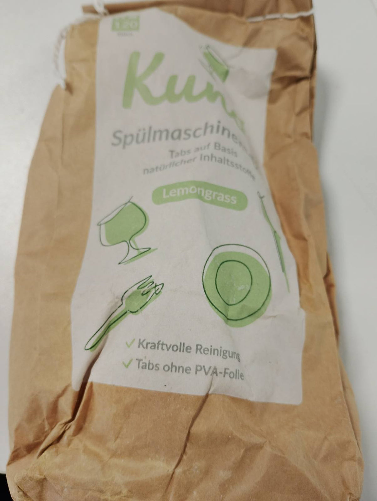 303724 - KUNO Tableta për Lavastovilje, 120 tableta, biodegraduese, pa plastikë, aromë limoni
