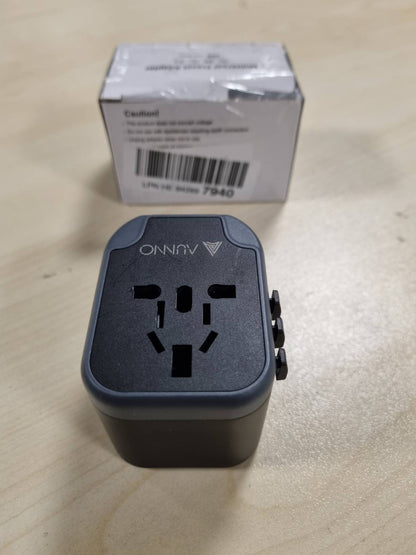 299715 - AUNNO Adaptues universal udhëtimi, 2 porta USB-C, 2 porta USB, siguresa të dyfishta, për BE, SHBA, Australi