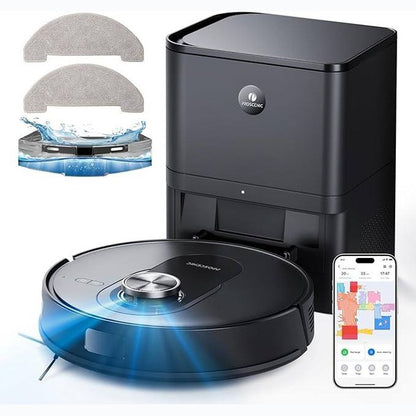 260011 - PROSCENIC Q8 Max - Fshesë Robotike me 5000Pa, Hartëzim dhe Navigim me LiDAR, Zbrazje Automatike e Pluhurit, Puna 200 min, Kontroll me APP/Aleax/Wifi, I Përshtatshëm për Shtëpitë me Kafshë Shtëpie