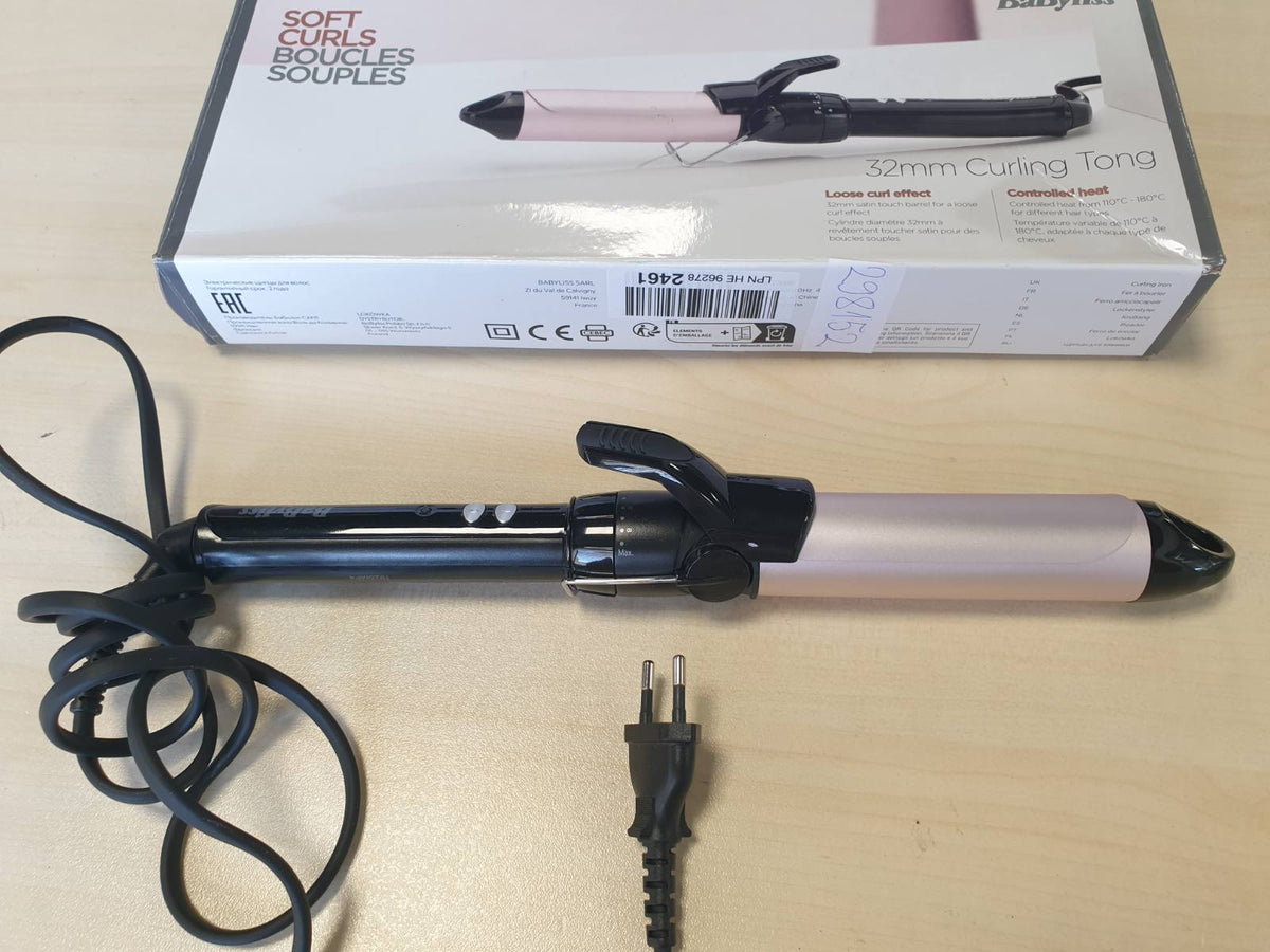 298152 - BaByliss Hekur Kaçurrelash 32 mm, Satin Touch, 10 Temperatura, Ngrohje e Shpejtë, Mbështetëse e Integruar, e Zezë dhe Rozë, C332E