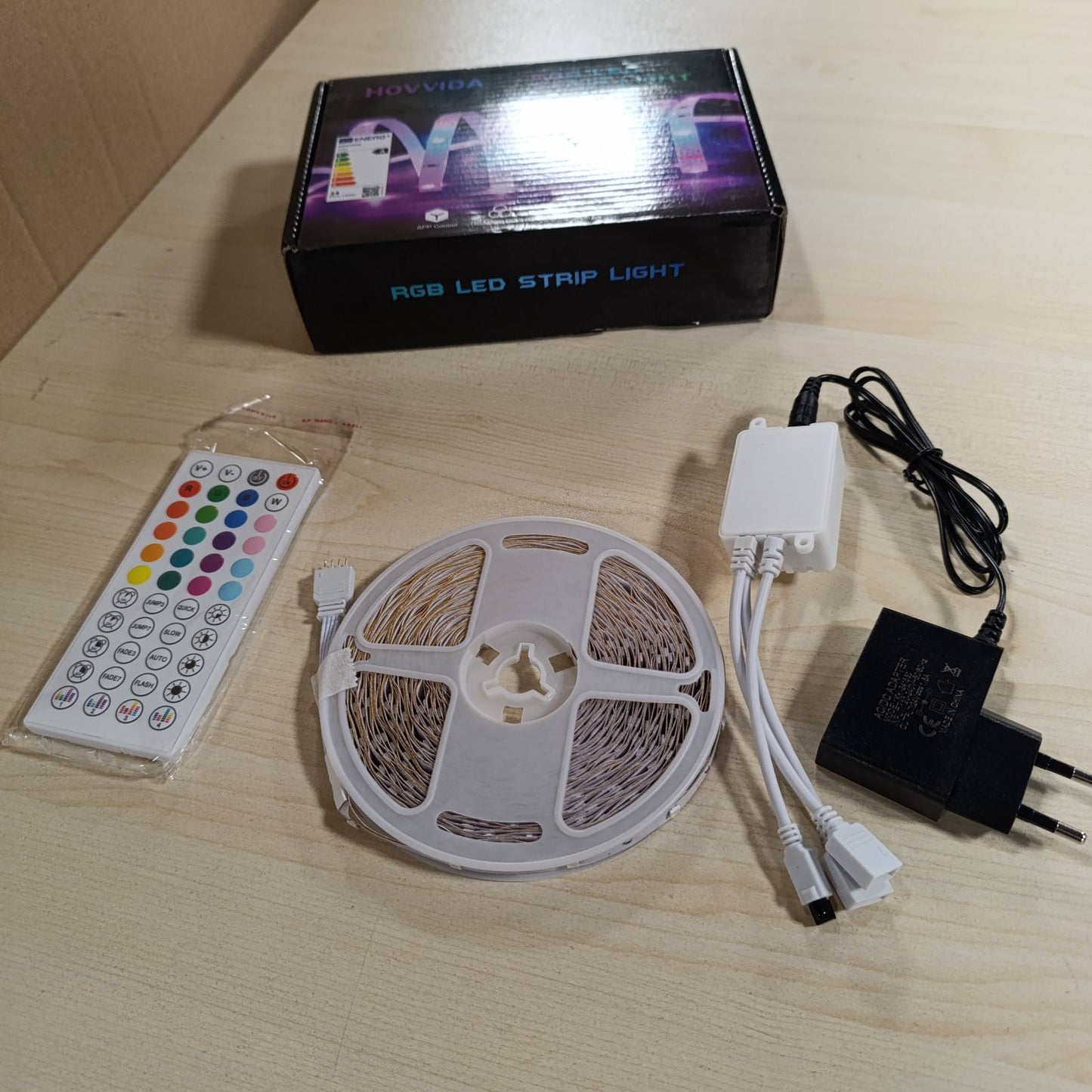 187935 - HOVVIDA Shirit LED 30M, 30 LED/Metër, 2x15M, LED RGB 24V, 900 LED, me Aplikacion dhe Telekomandë, Modalitet Muzike dhe Kohëzues, për Dhomë, Dhomë Ndenjeje, Kuzhinë, Dhomë Gjumi, Bar, Festë