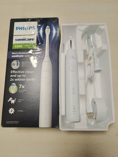 292226 - PHILIPS SONICARE 5500 - Furçë dhëmbësh elektrike sonike, 1 nivel intensiteti, paralajmërim presioni, EasyStart, SmartTimer, BrushPacer, e bardhë, modeli HX7110/01