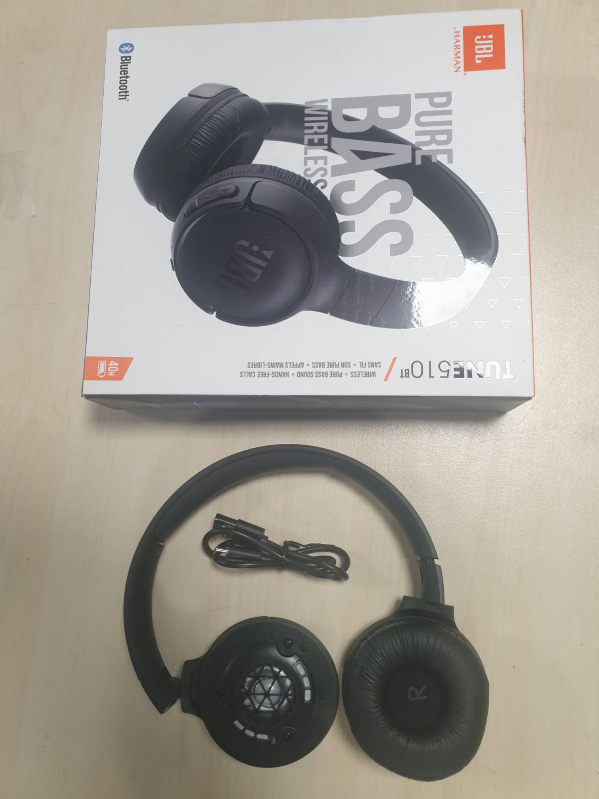 268072 - JBL TUNE 510 BT – Kufje Bluetooth On-Ear – Të zeza – Kufje të palosshme – Jetëgjatësi e baterisë deri në 40 orë