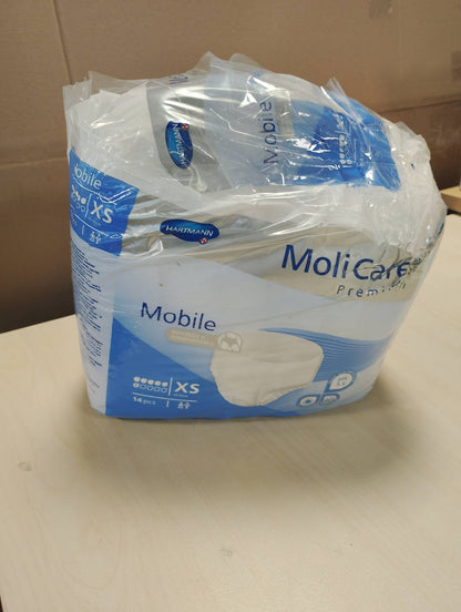 294355 - MOLICARE - Pantallona Mobile të Disponueshme Premium, Aplikim diskret për inkontinencën tek gratë dhe burrat; 6 pika, madhësia XS (perimetri i vitheve 45-70 cm), 14 copë