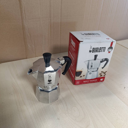 187801 - BIALETTI Makinë Kafeje Moka Express, me Dorezë Kundër Djegies, Materiali: Alumini, Kapaciteti: 60 ml, Jo e Përshtatshme për Pllakë Induksioni