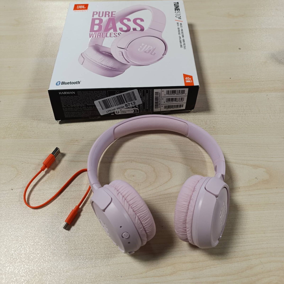 268070 - JBL TUNE 510 BT – Kufje Bluetooth On-Ear – Rozë – Kufje të palosshme – Jetëgjatësi e baterisë deri në 40 orë