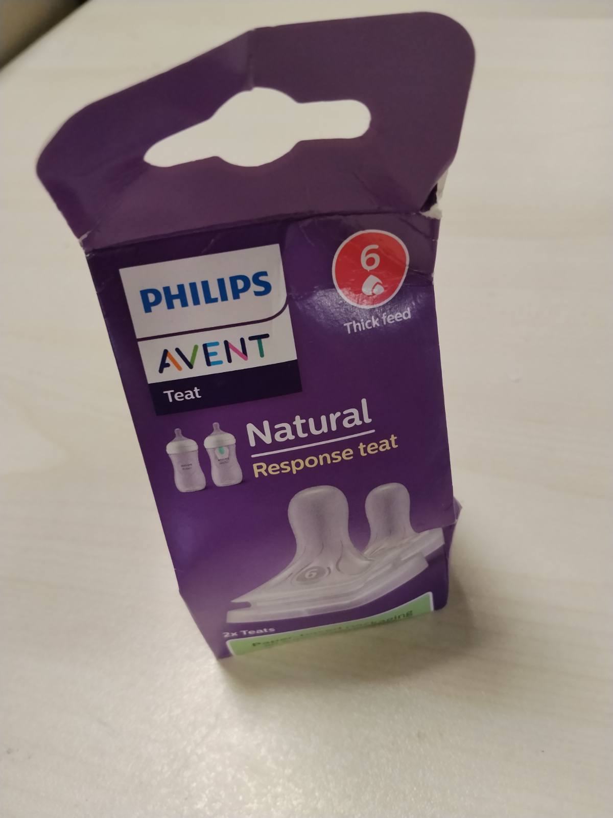298767 - PHILIPS AVENT - Thithë shisheje Natural Response - 2 thitha, pa BPA, për foshnje 6 muajsh e lart (Modeli SCY966/02)