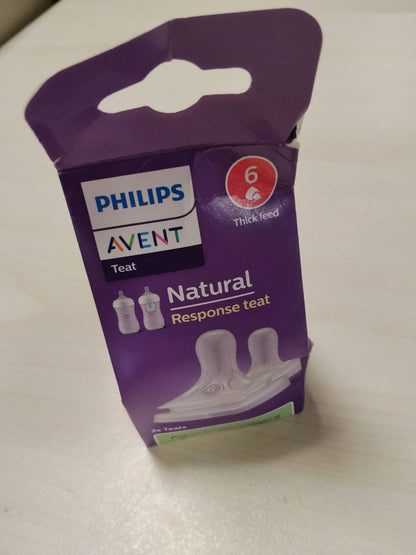 298767 - PHILIPS AVENT - Thithë shisheje Natural Response - 2 thitha, pa BPA, për foshnje 6 muajsh e lart (Modeli SCY966/02)