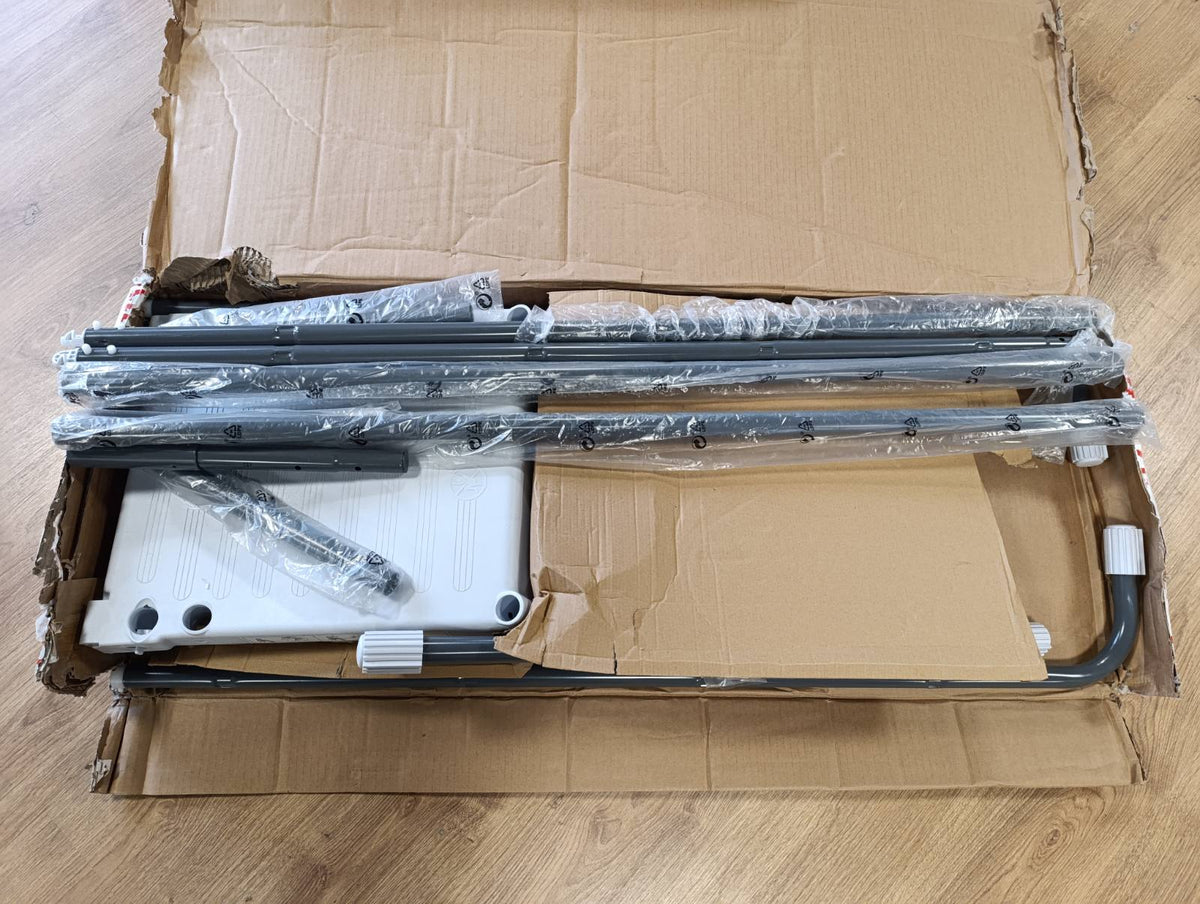 312558 - INTEX Shkallë Sigurie e Dyfishtë për Pishina 1.32m me Shkallë të Lëvizshme 28074, 80 x 40 x 132 cm, E Bardhë