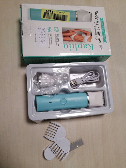 275271 - KAPHIO Makinë rroje elektrike dhe prerëse bikini për femra, 2 në 1, e papërshkueshme nga uji, 3 prerëse flokësh të ndërrueshme, IPX7
