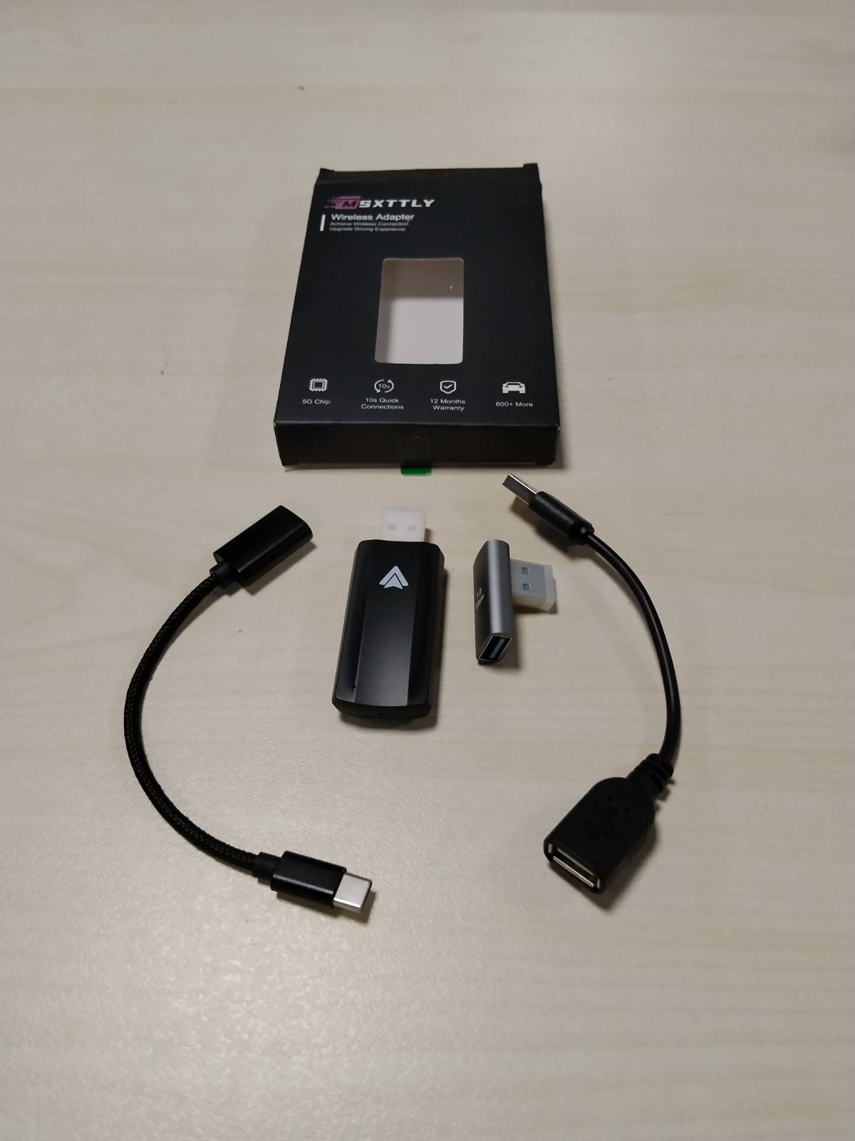 299088 - MSXTTLY Adaptues pa tel për Android Auto, 2025 U2A-AIR, Plug & Play, i pajtueshëm me telefonat Android 11-16, Ngjyra: E zezë