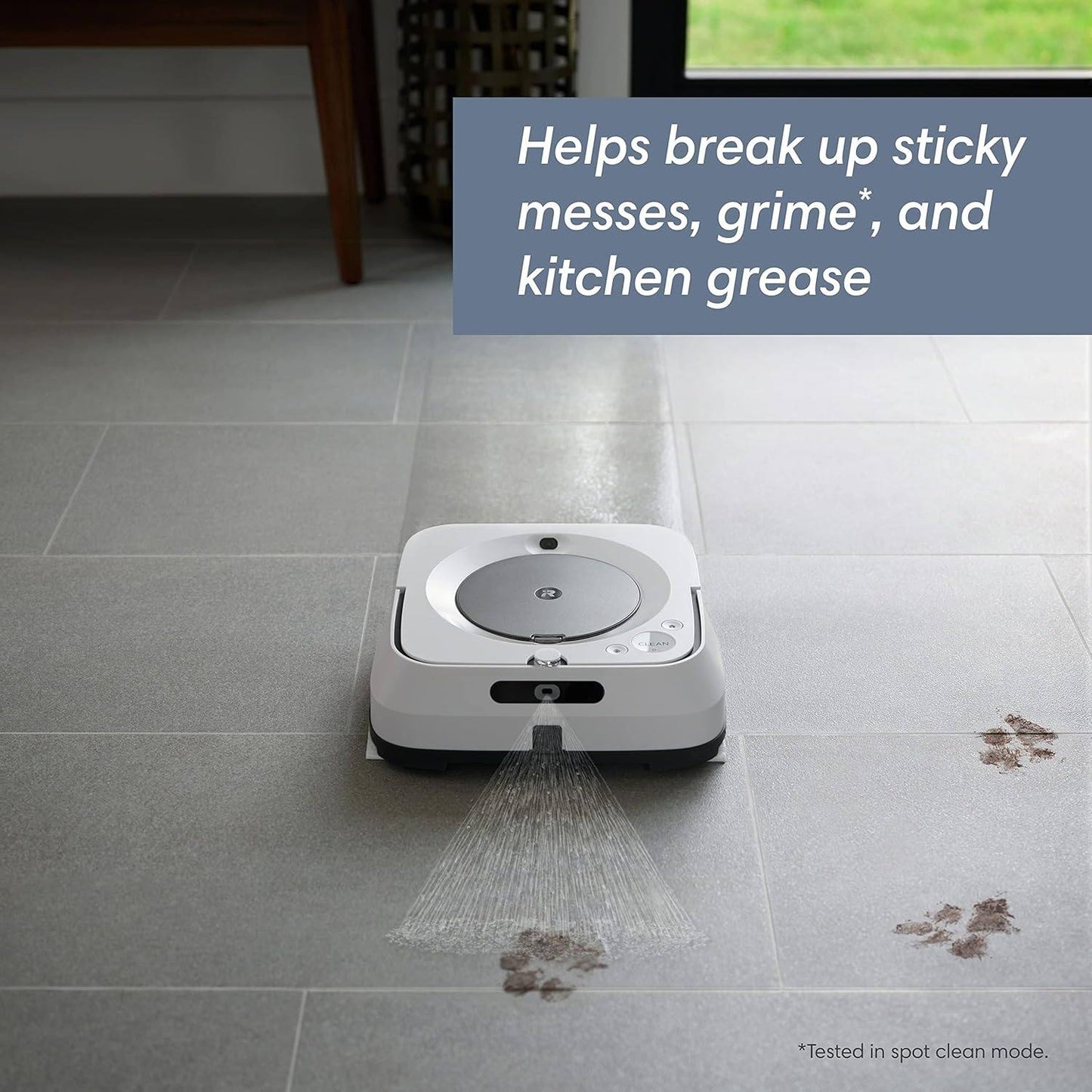 175022 - iROBOT - Roboti fshesë BRAAVA JET M6 (M6138), Spërkati i Precizë, Funksioni i Lagneve dhe i Thateve, i Pajtueshëm me Asistentët Zanorë, Wi-Fi, Mundësia për Lidhje me Roomba, Ngjyra: e Bardhë/Argjendtë