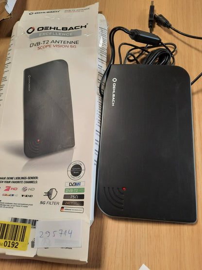 295714 - OEHLBACH Scope Vision 5G DVB-T2 HD Antenë Dixhitale e Brendshme - Amplifikator Aktiv DVB-T2 - me Filtër 5G - E Zezë