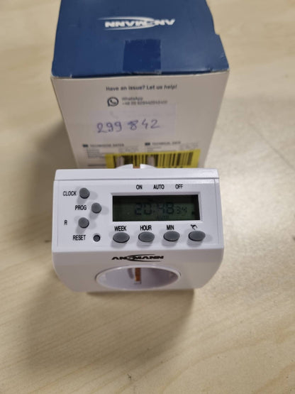299842 - ANSMANN Ndërprerës kohëmatësi javor AES5, ekran LCD, 3680W, ndërrues kohëmatësi dixhital me 8 kohë ndërrimi, funksion i rastësishëm, ndërrues kohe verore