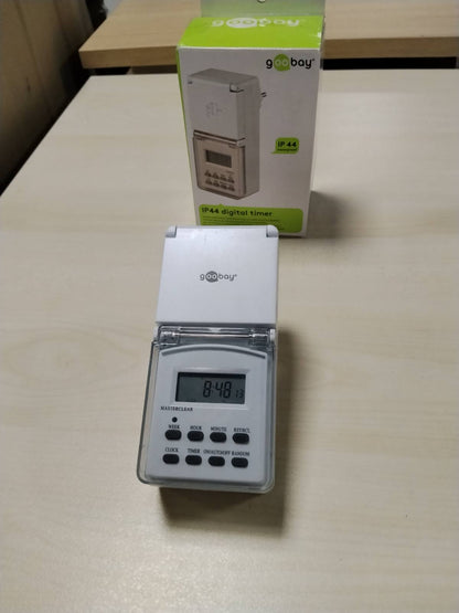 299862 - GOOBAY Ndërprerës Kohëmatësi Dixhital 51301 / IP44 / I Programueshëm / Për Brenda dhe Jashtë / Ekran LCD / -10°C - 40°C / Bateri Rezervë 4-Ditore / E Bardhë
