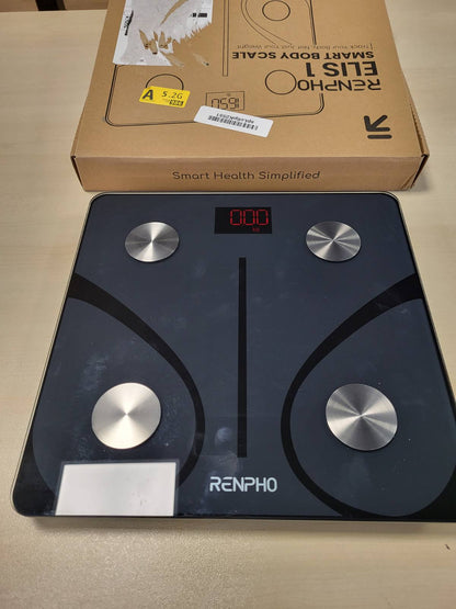 293622 - RENPHO Peshore Personale e Dhjamit Trupor, 180 kg/400 lbs, Peshore Dixhitale Bluetooth për Analizën e Trupit, BMI, Masa Muskulore, Proteinë, BMR, e Zezë