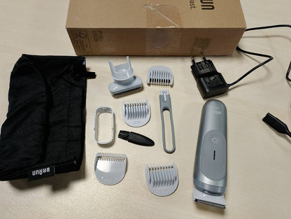292223 - BRAUN BODYGROOMER SERIES 7 - Makinë rroje elektrike për trup për burra, 8 aksesorë, bateri 100 minuta, e papërshkueshme nga uji, BG7555, gri
