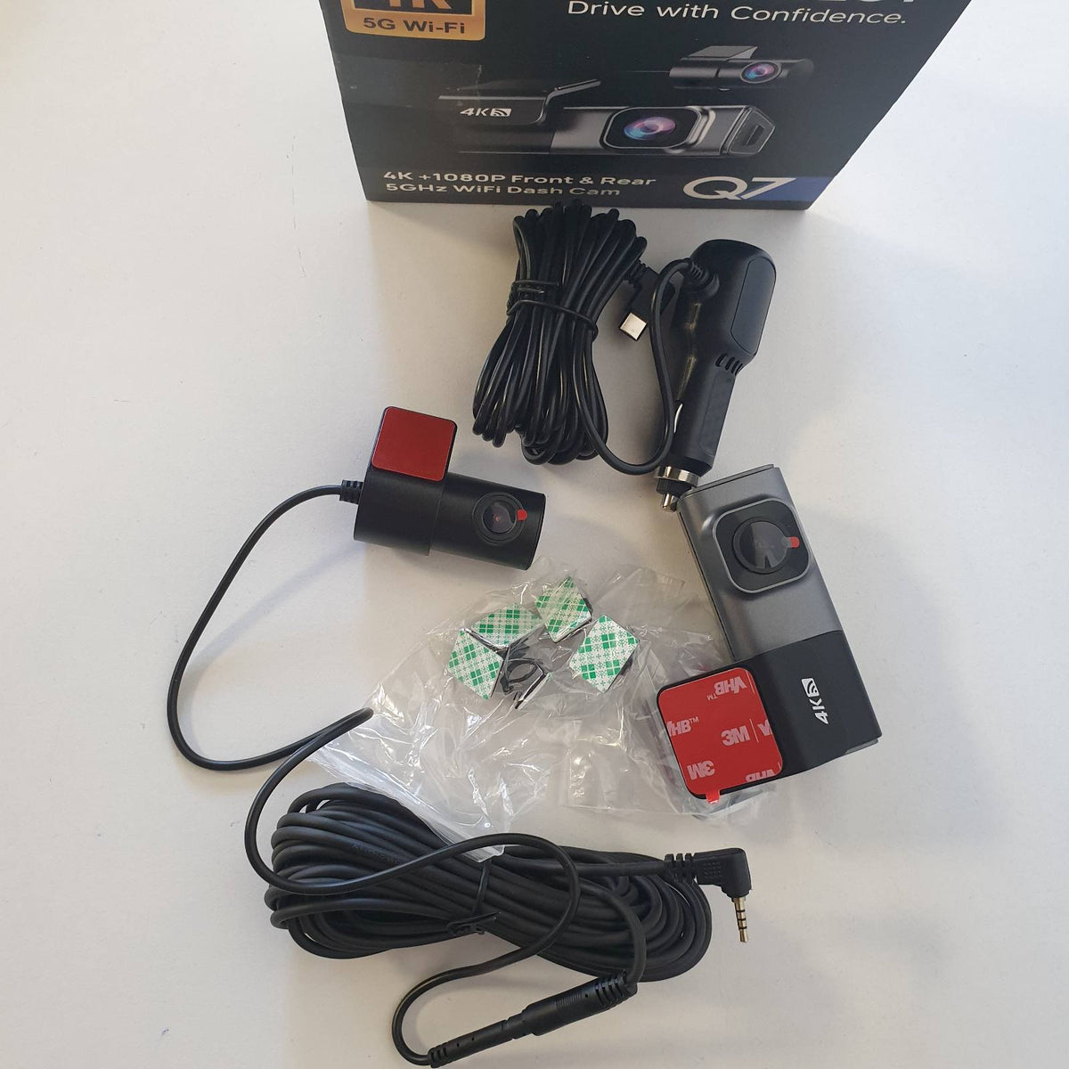 299256 - Kamera Para dhe Pasme 4K+1080P, WiFi Navycrest 5GHz me Kartë SD 64GB, Kamera e Dyfishtë e Makinës me Super Shikim Nate, WDR, Sensor G, Monitorim Parkimi 24/7, Regjistrim në Cikël, Kontroll me Aplikacion, Maksimumi 256GB