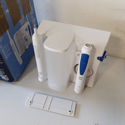 274908 - ORAL-B Qendra e Shëndetit Oral + Furçë Dhëmbësh Elektrike Pro 1, e Bardhë, Ujitës Dentar me 5 Modalitete, 1 Kokë Furçe Oxyjet dhe 1 Kokë Furçe me Ujë