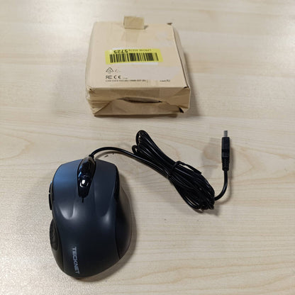 267165 - TECKNET Maus me Tel - 6 Butona, 6400 DPI, Maus Optik Ergonomik me Tel për PC, Laptop, Kabllo USB 150 cm, Gri