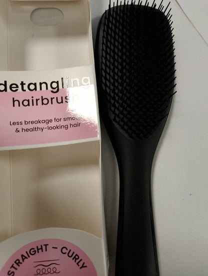 301214 - TANGLE TEEZER Furçë flokësh Ultimate Detangler për flokë të lagur dhe të thatë, furçë për detajimin e flokëve për të gjitha llojat e flokëve, qimet me dy nivele zvogëlojnë këputjen dhe largojnë nyjet, E zezë