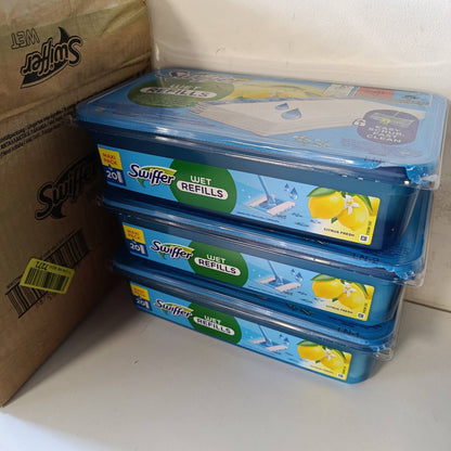 293869 - PAKO MBUSHËSE PËR MOP DYSHEMEJE SWIFFER - Peceta të lagështa dyshemeje me aromë të freskët agrume, 60 copë, për pastrim të shpejtë dhe të lehtë të dyshemeve të forta