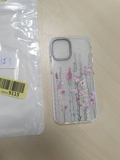 267151 - YIRLBEY Mbulesë transparente për iPhone 12 Mini, dizajn lulesh, model estetik, kuti dhuratë për vajza, kornizë silikoni 5.4" livandoje