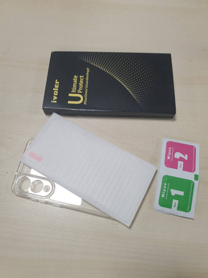 267318 - IVOLER Mbrojtëse transparente jo e verdhë për Samsung Galaxy S25 Edge, 1 mbulesë telefoni me 1 mbrojtëse ekrani prej qelqi të temperuar, mbrojtëse transparente mbrojtëse rezistente ndaj goditjeve, mbrojtëse e hollë transparente