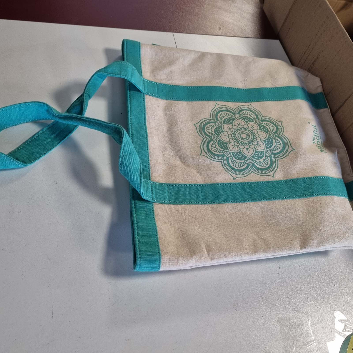 288386 - KnitPro Çantë KP36661, pëlhurë, ngjyrë blu të gjelbër dhe ecru, një madhësi