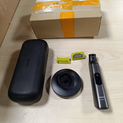 274944 - PHILIPS OneBlade Pro 360 QP6652/30, Makinë Elektrike Rroje, 2 Tehe 360, Krehër Preciz, 2 Shtojca Trupi, Çantë Udhëtimi, Stacion Karikimi