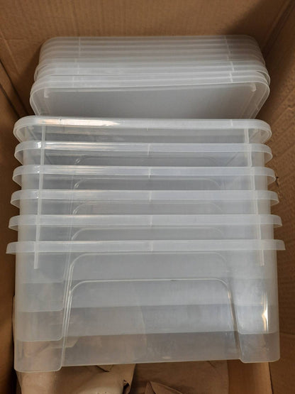 175196 - SUNDIS View Box, Kutia plastike për ruajtje me kapakë  6 cope, kapaciteti 10L, mund të grumbullohet dhe të vendoset në raft, ideale për objekte të vogla në shtëpi dhe zyrë
