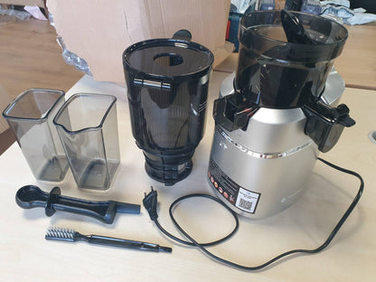 288163 - AMZCHEF Shtrydhëse Automatike 250W, Hapje 145mm, kapacitet 1.8L, shtrydhëse e ngadaltë me pres të ftohtë, argjend