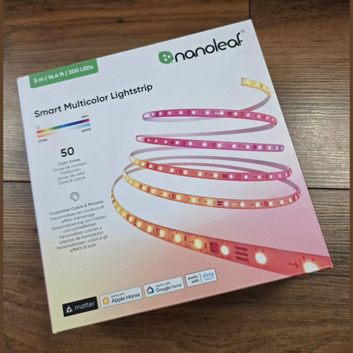183489 - NANOLEAF Shirit LED Matter WiFi Gradient 5M, 300 LED të Adresueshme RGBIC, Kontroll nëpërmjet Aplikacionit dhe Zërit (Alexa Siri Apple Google Home)