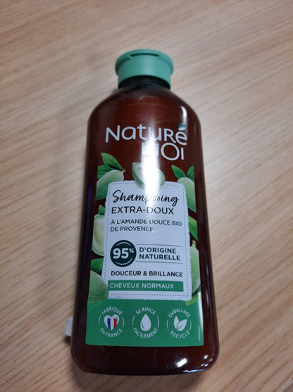 298892 - NATURÉ MOI Shampo Ekstra e Butë 250 ml, Pa Sulfate, Bajame të Ëmbël Organike, 95% Origjina Natyrale, Prodhuar në Francë